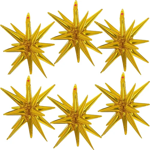 Miniatura 14 de 6 globos de estrella negra, globos de 22 pulgadas, globos de papel de aluminio con forma de estrella de Mylar para fiestas de cumpleaños, bodas
