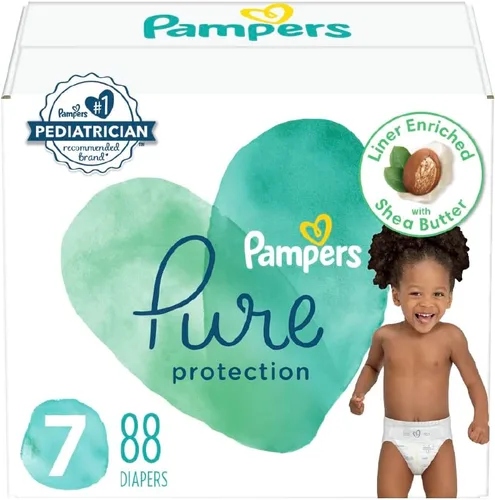 Miniatura 27 de Pañales para recién nacido/talla 1 (8-14 libras), 35 unidades – Pampers Pure Protection desechables para bebé, protección hipoalergénica y sin