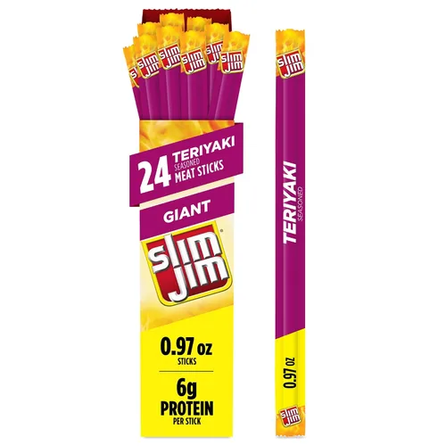 Miniatura 8 de Slim Jim - Palito de carne ahumada gigante, sabor Hot AF, apto para Keto, 0.97 oz 24 palitos