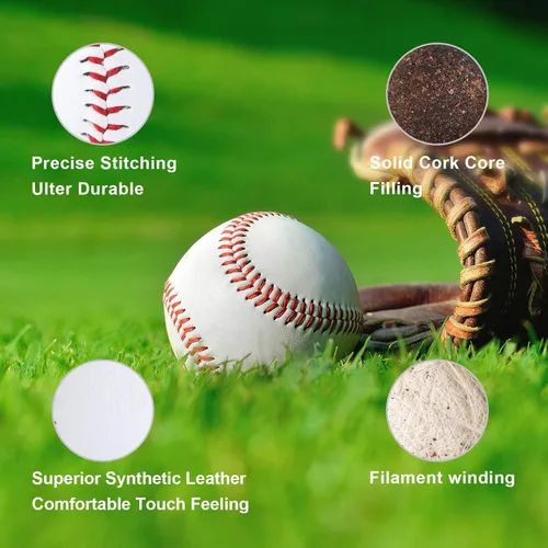 Miniatura 2 de Paquete de 12 pelotas de béisbol de entrenamiento de práctica para niños/jóvenes, pelotas de béisbol de 9 pulgadas para lanzar autógrafos de béisbol