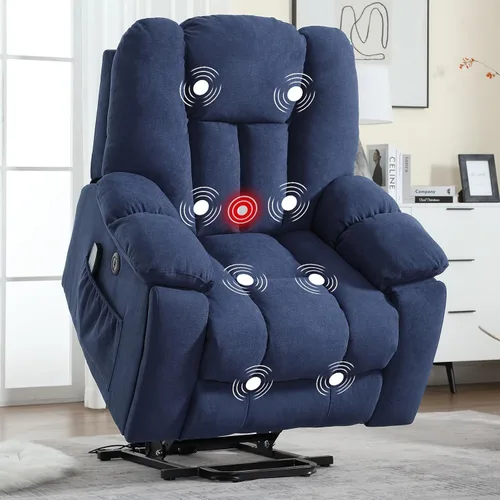 Miniatura 11 de CANMOV Silla reclinable eléctrica con masaje y calor para adultos mayores, reclinables anchos y tapizados, mecanismo de movimiento reclinable