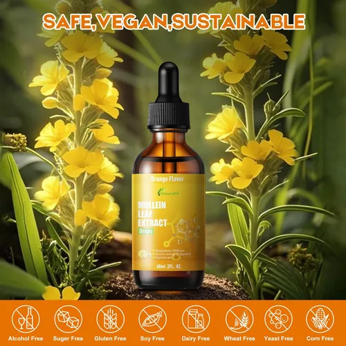 Miniatura 4 de Gotas de gordolobo líquido para pulmones – Suplemento de hierbas respiratorias, extracto de hoja de gordolobo para limpieza de pulmones