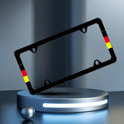 Miniatura 2 de Marco de matrícula con bandera alemana, marcos de matrícula de Alemania, personalizable, acero inoxidable, diseño divertido compatible con soporte