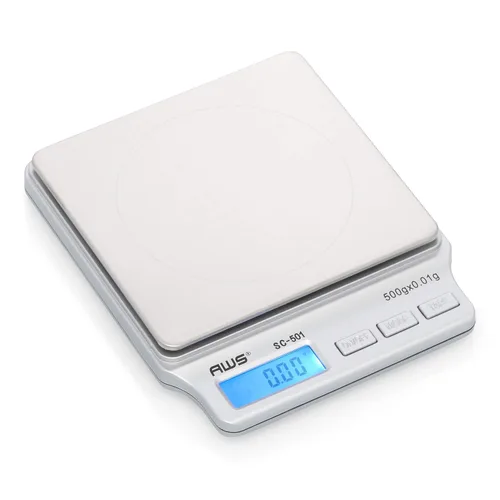 American Weigh Scales Serie SC Balanza de Peso Digital de Precisión para Cocina, Balanza de Medición de Alimentos, 2kg x 0.1g (Plata), AMW-SC-2KG
