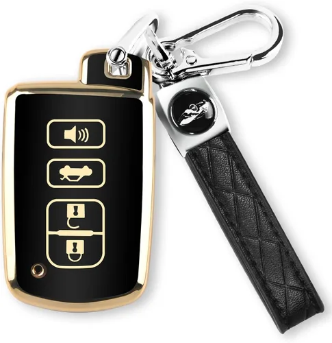 MILD EAST Funda para llavero Toyota con llavero, 4 botones, carcasa para llave de automóvil para Tacoma Highlander, Corolla, Sequoia, Camry, Tundra,