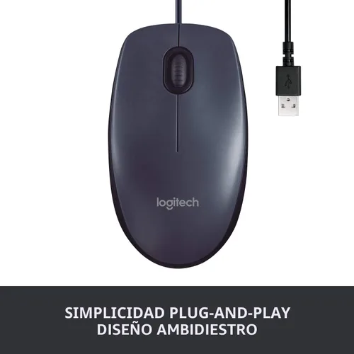 Miniatura 3 de Logitech - USB mouse óptico, USB mouse 910-001439., Negro