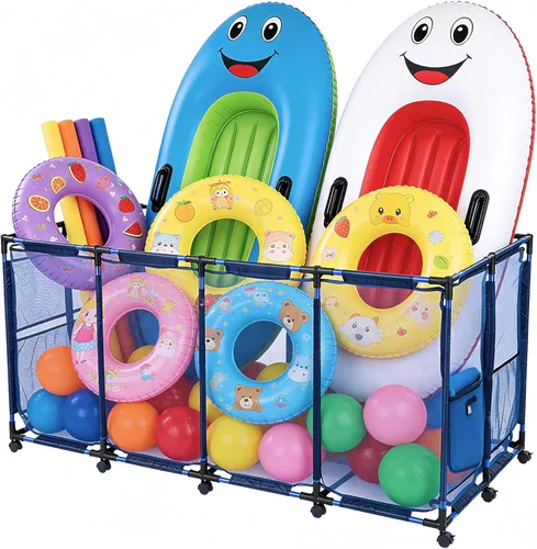 Yescom Cesta de almacenamiento de flotador de piscina de 280 galones, tamaño XXXL para fideos de balsa de juguete, al aire libre, 65 x 30 x 33 Azul