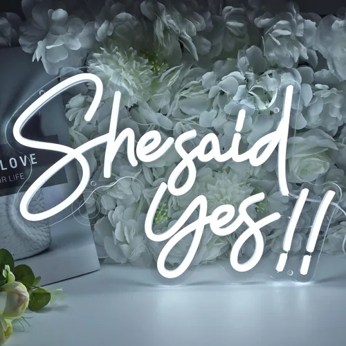 SYLHOME Cartel de neón con luz LED de «She Said Yes !! Propose Engagement Marry Me», letrero de decoración de pared, despedida de soltera, despedida