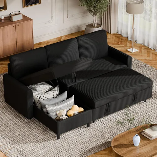 Miniatura 8 de Vongrasig Sofá cama con almacenamiento para espacios pequeños, sofá convertible pequeño extraíble con diván de almacenamiento, sofá cama modular