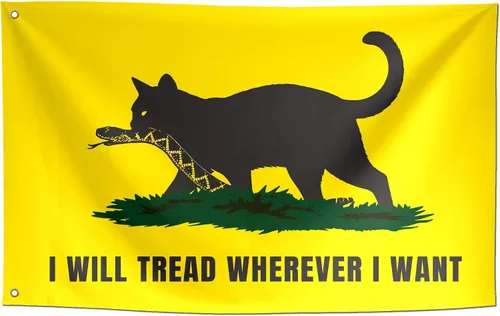 Banderas divertidas de gato con texto en inglés "I Will Tread Wherever I Want Meme Cool Flags Banner de 3 x 5 pies para habitación de chicos