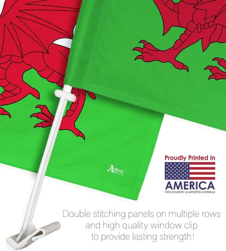 Miniatura 3 de Paquete de bandera de coche de la Copa del Mundo 2022 de Gales, bandera americana para carros, decoración de automóviles, pancarta pequeña