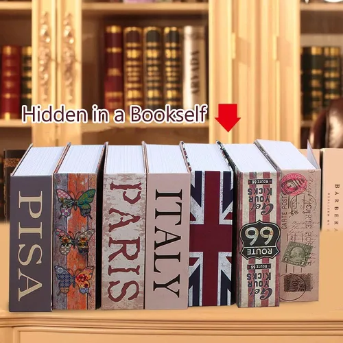 Miniatura 4 de Caja de depósito con forma de libro con combinación de diccionario, caja de dinero, caja de seguridad para joyas con llave (A)