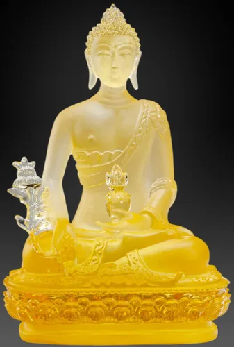 Miniatura 8 de Houlu Estatua de Buda de la medicina tibetana, 4.13 pulgadas, figura de Buda curativa de cristal Liuli para la salud (verde)