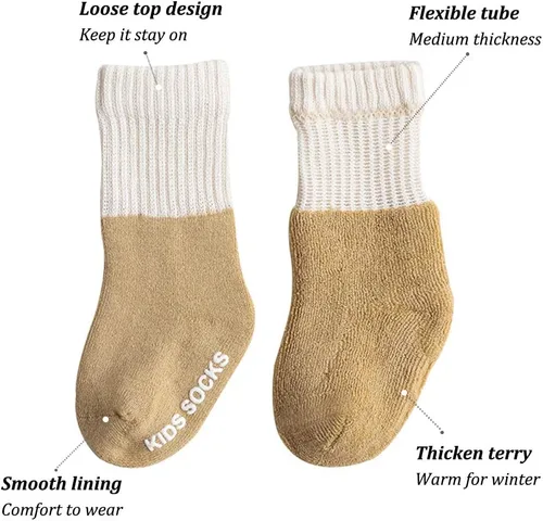 Miniatura 6 de Belsmi 6 Pack Calcetines de Bebé Antideslizante Rodilla Alta Medias Calcetines de Invierno