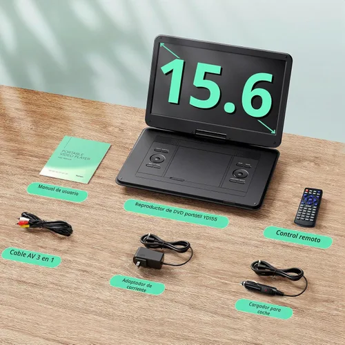 Miniatura 9 de YOTON Reproductor de DVD portátil de 17.5 pulgadas con pantalla giratoria HD de 15.6 pulgadas para automóvil y niños, 4-6 horas de tiempo de trabajo