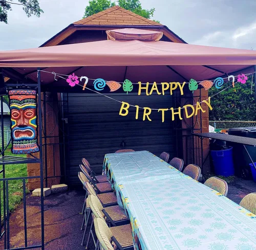 Miniatura 4 de JeVenis Mona - Decoración de cumpleaños de Hawaii, pancarta de cumpleaños de Luau, decoración de fiesta de cumpleaños hawaiano para fiesta de verano