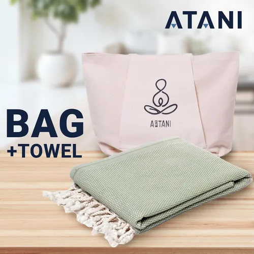 Miniatura 2 de ATANI Juego de toallas de playa turcas de gran tamaño de 69 x 35 pulgadas con bolsa de mano, secado rápido, 100% algodón turco, resistente a