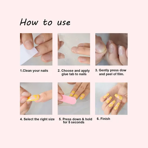 Miniatura 6 de Coolnail Uñas acrílicas clásicas a presión con flores cortas, uñas cuadradas de diseño natural, uñas postizas con purpurina para uso diario