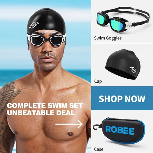 Miniatura 7 de Robee Gafas de natación, gafas de natación polarizadas para adultos, para hombres, mujeres y jóvenes, gafas de piscina de agua