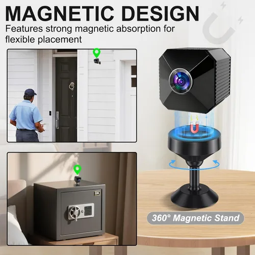 Miniatura 6 de Mini cámara – Mini cámara de seguridad inalámbrica 4K mejorada 2026, pequeña cámara WiFi para interiores con visión nocturna sin brillo, alertas