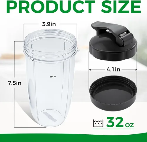 Miniatura 23 de Vasos de licuadora de repuesto para licuadora Nutribullet de 18 onzas con tapa, compatible con Nutribullet 600 W 900 W licuadora exprimidor