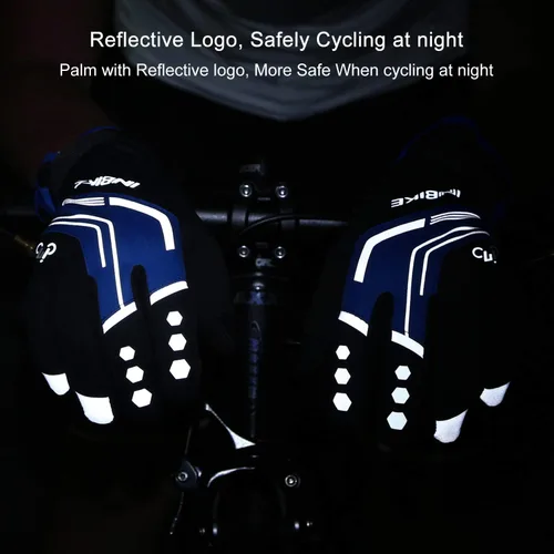 Miniatura 6 de INBIKE Guantes de ciclismo para hombres invierno a prueba de viento reflexivo almohadillas de gel térmico pantalla táctil