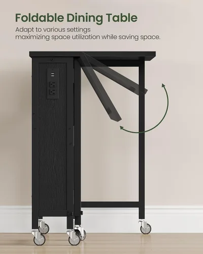 Miniatura 5 de CHOEZON Escritorio plegable moderno para computadora de 31.5 pulgadas con tomas de corriente, ruedas, almacenamiento, perfecto para espacios Negro