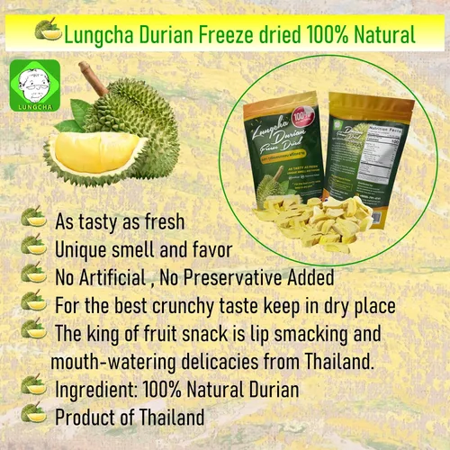 Miniatura 5 de Durian King of Fruit - Durian Monthong fresco liofilizado al vacío, hecho de fruta real, 1.76 oz o 1.75 onzas, paquete de 2