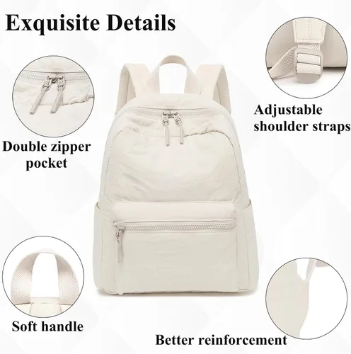 Miniatura 9 de LEDAOU Mini mochila para niñas, bonita mochila pequeña para mujeres, adolescentes, niños, escuela, viajes, bolso de hombro, beige, dorado