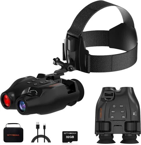 Gafas de visión nocturna, prismáticos digitales de visión nocturna infrarroja de 984 pies con cámara, cabeza o casco, regalos tecnológicos para