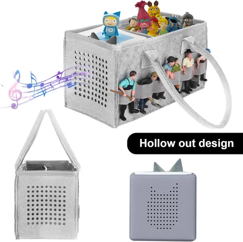 Miniatura 4 de Toniebox Bolso Accesorios Funda Protectora Organizador con Almacenamiento para Figuras, Mucho Espacio, Bolso para Juego de Iniciación Toniebox (Gris)