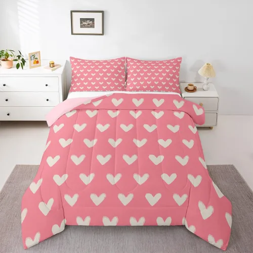 Miniatura 33 de Juego de edredón de San Valentín para parejas, juegos de ropa de cama rojo y blanco para niños, niñas, adolescentes, con texto en inglés "I Love