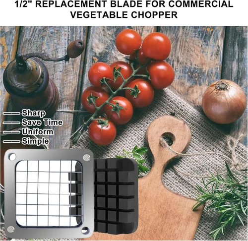 Miniatura 5 de Hoja de Reemplazo Chopper de 1/2 Pulgada, Hoja de Acero Inoxidable y Bloque Empujador Comercial para Picadora de Verduras y Dados, Cortador de 1.27