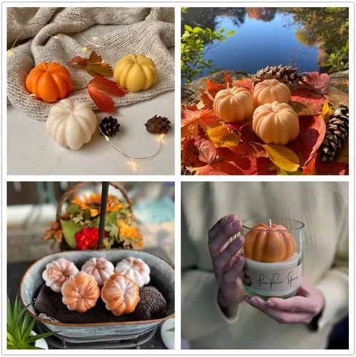 Miniatura 2 de Molde de silicona de calabaza 3D, moldes de silicona para jabón de 6 cavidades, molde de pastel de calabaza duradero para jabón, vela, cupcake