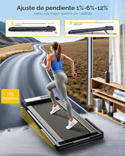 Miniatura 3 de TOPUTURE Walking Pad Treadmill with 12% Incline & Handle Bar, Treadmills for Home with Bluetooth Speaker, 4 in 1 Under Desk Treadmill Folding