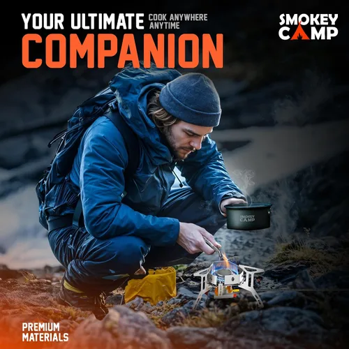 Miniatura 8 de Estufa de campamento de 3500 W, estufa de campamento resistente al viento con funda de transporte de encendido piezoeléctrico y 2 adaptadores