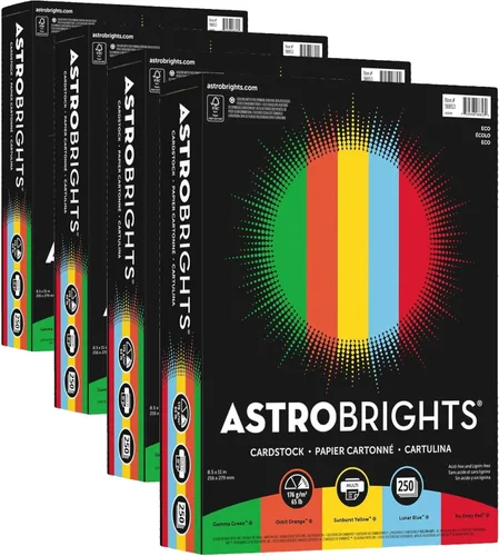 Miniatura 11 de Astrobrights® Cartulinas de Color, Surtido Feliz, Tamaño Carta (8.5" x 11"), 65 lb, Paquete de 250 Happy