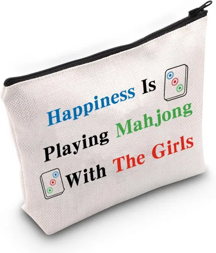JXGZSO Bolsa de Mahjong - La felicidad está jugando a Mahjong con la bolsa de juego de mesa para niña