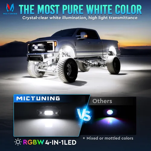 Miniatura 2 de MICTUNING C1 4 Pods RGBW LED Rock Lights – Kit de luces de neón subterráneas multicolor con controlador Bluetooth, modo de música