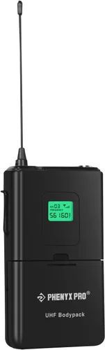 Phenyx Pro Transmisor inalámbrico Bodypack, micrófono inalámbrico BodyPack de 561.6 MHz UHF con patrón cardioide, frecuencia fija, rango de 260