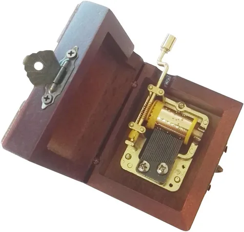 Miniatura 3 de FnLy Caja musical de madera con manivela de encaje antiguo de 18 notas con movimiento chapado en oro, caja de regalo de música, caja de música You