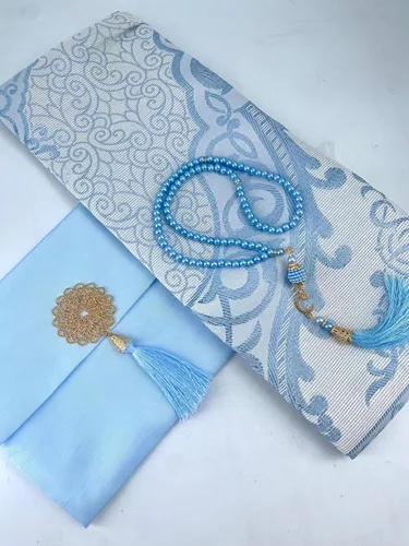 Miniatura 3 de BABY SHOWER CHOCOLATE Juego de alfombra de oración musulmana y Tasbeeh con bolsa Shantung portátil de alta calidad, suave Janamaz Sajadah