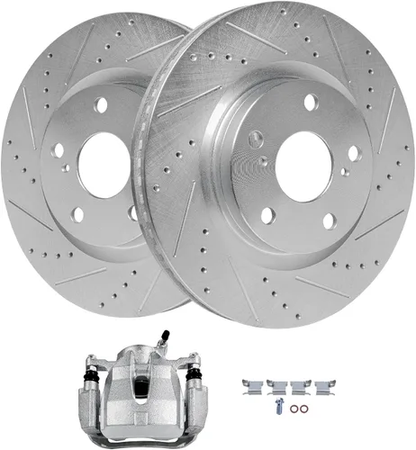 Miniatura 12 de Detroit Axle - Rotores de freno traseros perforados y ranurados + Reemplazo de calibrador de freno de disco trasero derecho para Acura TL Honda