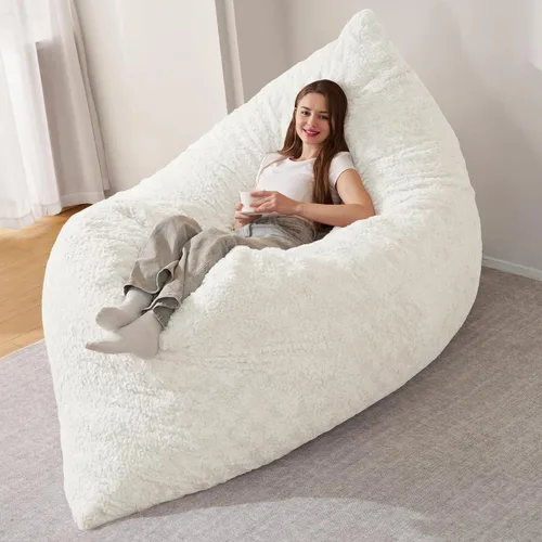 HABUTWAY Silla de Puf 4 en 1, Sofá de Puf Gigante con Relleno de Espuma Viscoelástica, Silla de Puf para Adultos, Funda de Felpa Sintética Lavable a