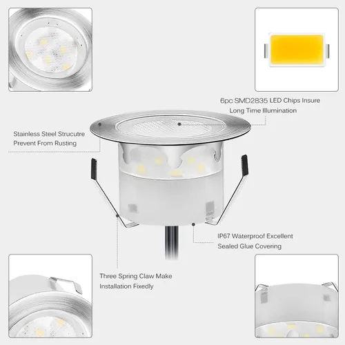 Miniatura 8 de lámpara LED decorativa de bajo voltaje de 1 vatio, impermeable, para exteriores, patio, jardín, escaleras Blanco cálido