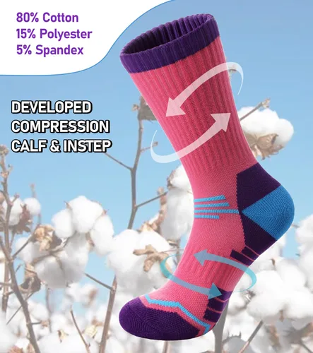 Miniatura 3 de FNOVCO Calcetines de compresión atléticos gruesos acolchados para mujer, 5 pares
