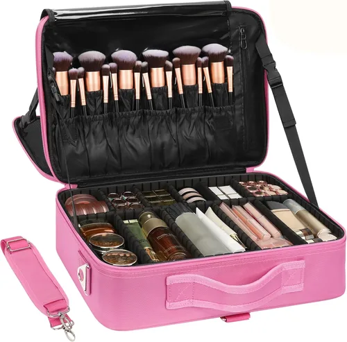 Miniatura 18 de Relavel - Estuche de maquillaje de viaje en tren de 13.8 pulgadas, estuche de cosméticos grande profesional, portátil, organizador y almacenamiento