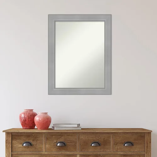 Miniatura 6 de Amanti Art Espejo de Baño Plateado para Sobre el Fregadero, 28x22 pulgadas Vista Espejo Rectangular de Tocador de Níquel Cepillado, Marco Casual
