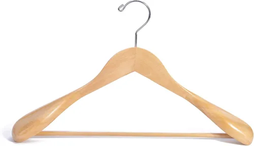 Miniatura 3 de Nature Smile Perchas de madera para trajes, perchas de madera de 16 pulgadas para chaquetas, camisas, barra antideslizante con tornillo, paquete
