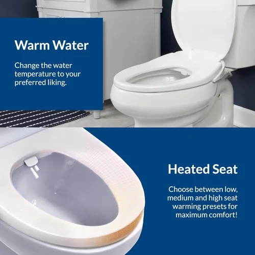 Miniatura 6 de Bio Bidet BB500 Asiento de Bidé Eléctrico Calentado con Lavado de Agua Caliente, Luz Nocturna, Diseño de Bajo Perfil, Alargado